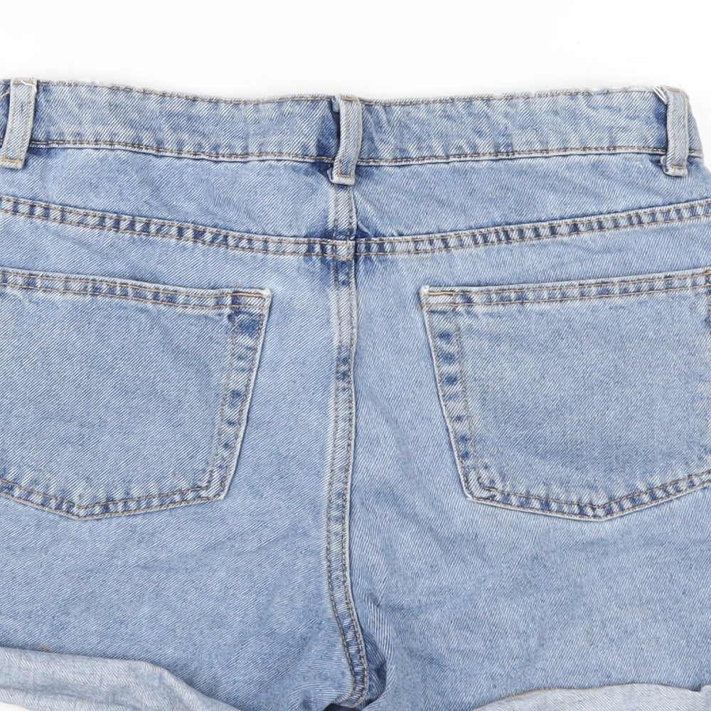 Denim & Co. Womens Blue Cotton Boyfriend Shorts Size 8 Regular Zip