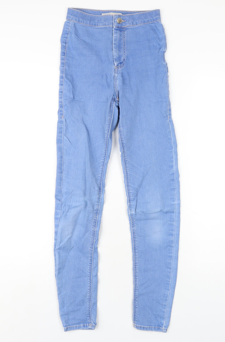 Topshop Womens Blue Cotton Skinny Jeans Size 25 in L32 in Regular Zip