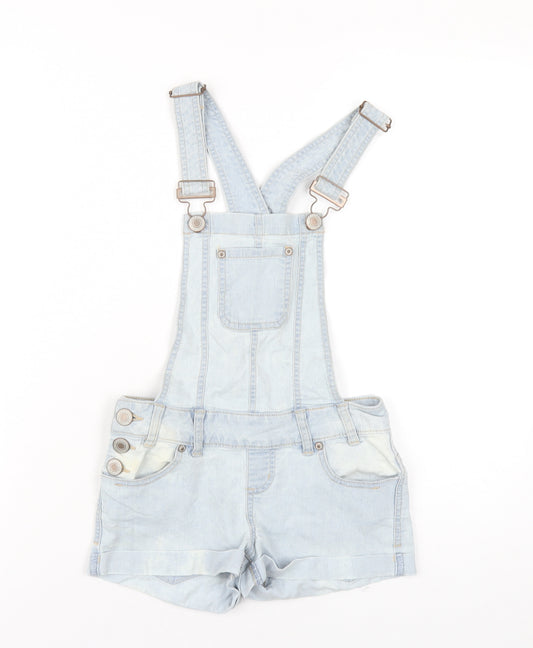 New Look Girls Blue Cotton Playsuit One-Piece Size 10 Years Buckle