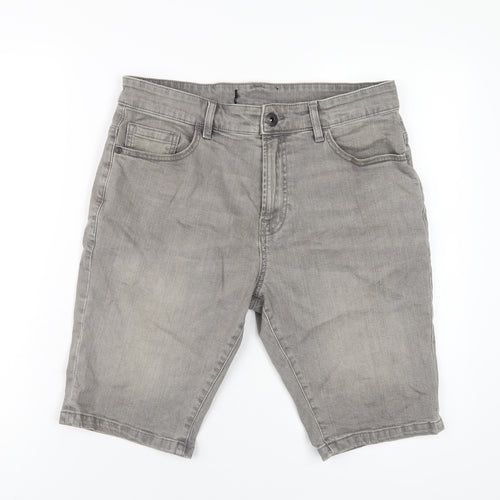 NEXT Mens Grey Cotton Bermuda Shorts Size 34 in L11 in Regular Zip