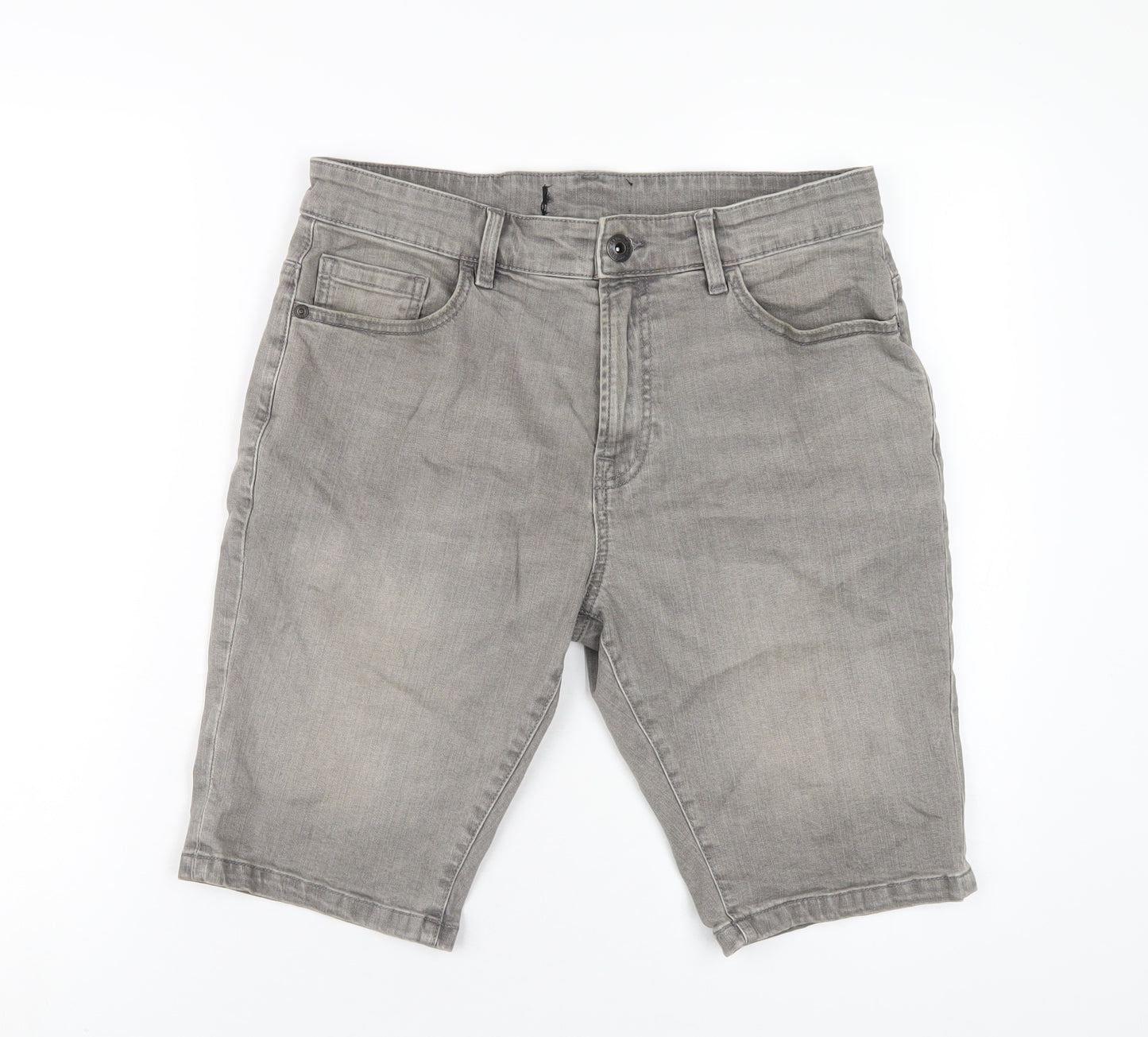 NEXT Mens Grey Cotton Bermuda Shorts Size 34 in L11 in Regular Zip