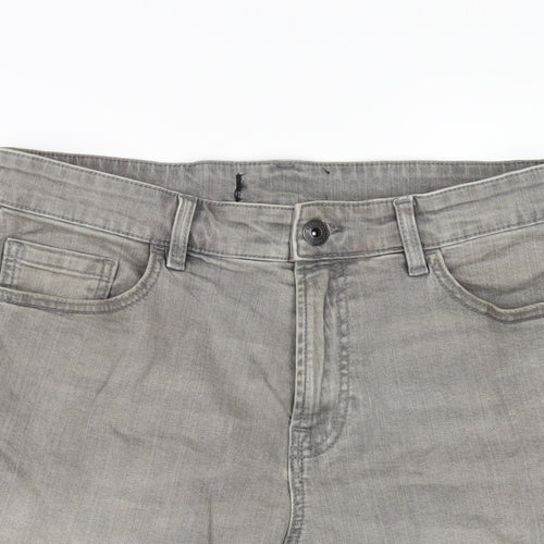 NEXT Mens Grey Cotton Bermuda Shorts Size 34 in L11 in Regular Zip