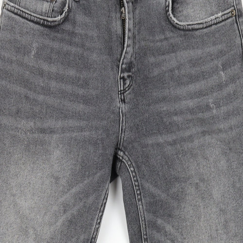 Zara Womens Grey Cotton Skinny Jeans Size 12 L28 in Regular Zip