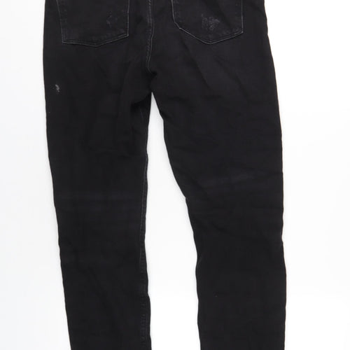 Denim & Co. Womens Black Cotton Straight Jeans Size 10 L28 in Regular Zip