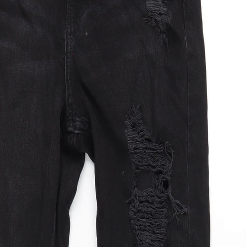 Denim & Co. Womens Black Cotton Straight Jeans Size 10 L28 in Regular Zip