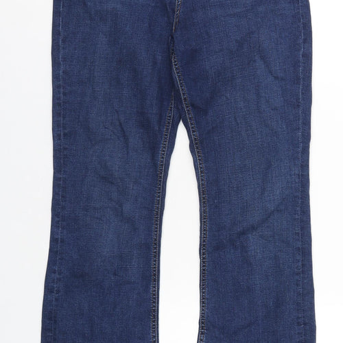 Per Una Womens Blue Cotton Bootcut Jeans Size 10 L29 in Regular Zip