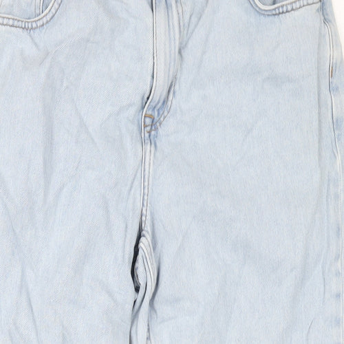 Denim & Co. Womens Blue Cotton Mom Jeans Size 12 L28 in Regular Zip