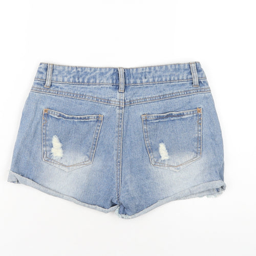 New Look Girls Blue Cotton Cut-Off Shorts Size 13 Years Regular Zip