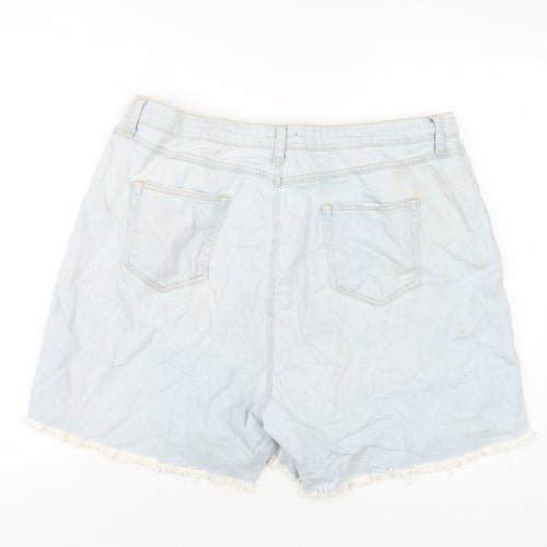 PRETTYLITTLETHING Womens Blue Cotton Cut-Off Shorts Size 18 L6 in Regular Zip