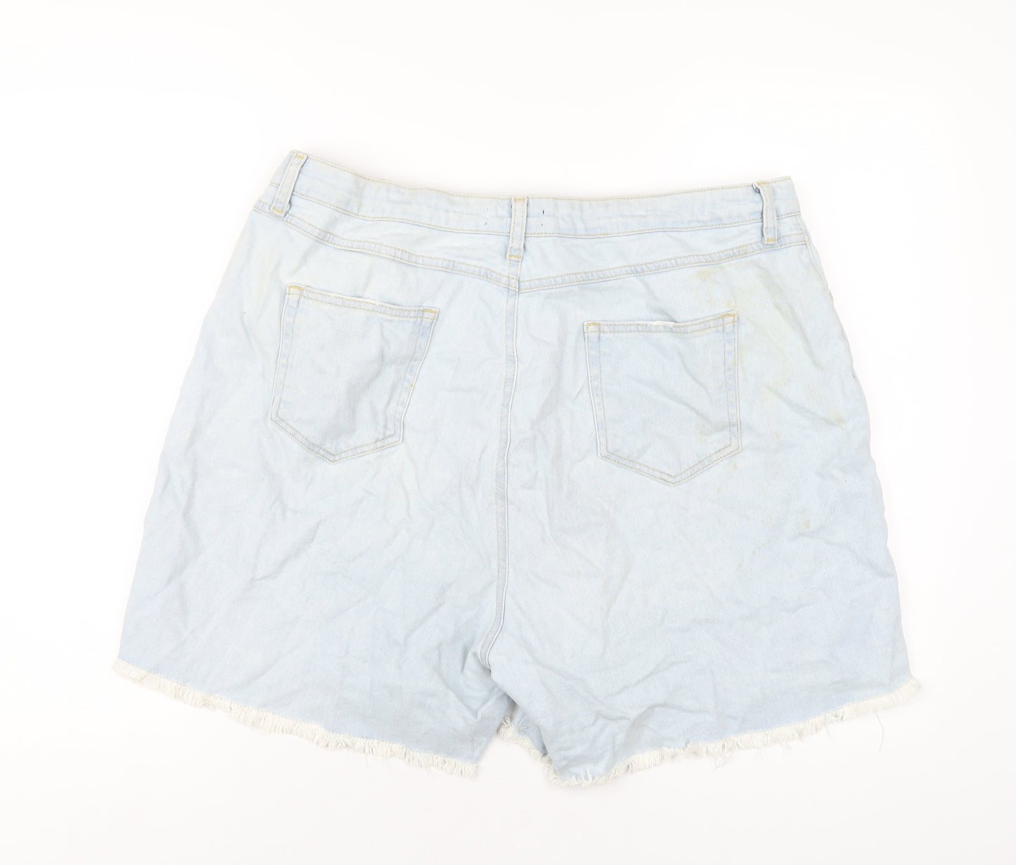PRETTYLITTLETHING Womens Blue Cotton Cut-Off Shorts Size 18 L6 in Regular Zip