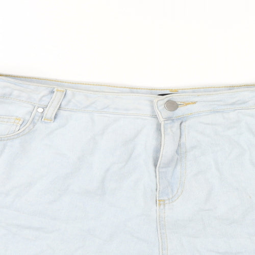 PRETTYLITTLETHING Womens Blue Cotton Cut-Off Shorts Size 18 L6 in Regular Zip
