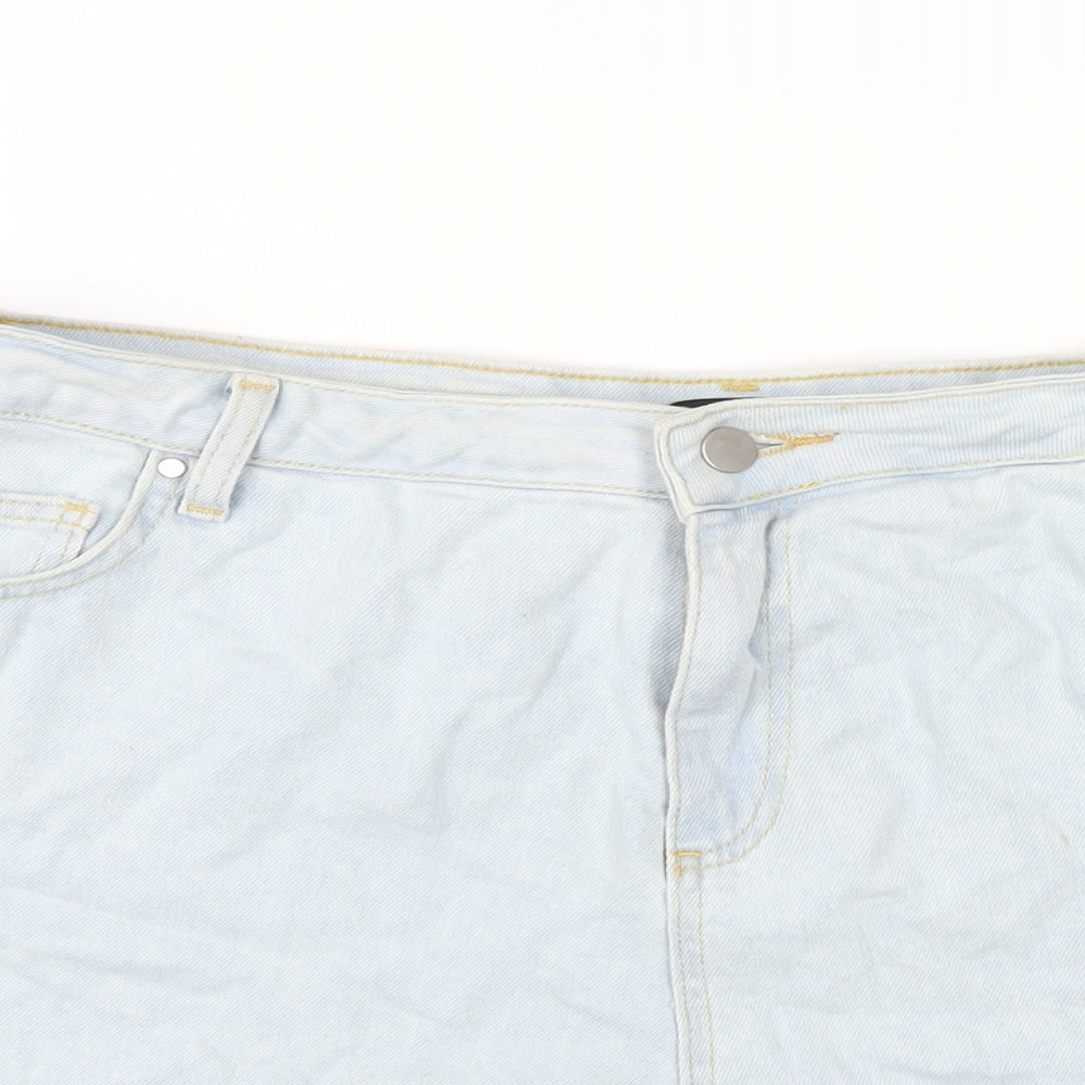 PRETTYLITTLETHING Womens Blue Cotton Cut-Off Shorts Size 18 L6 in Regular Zip