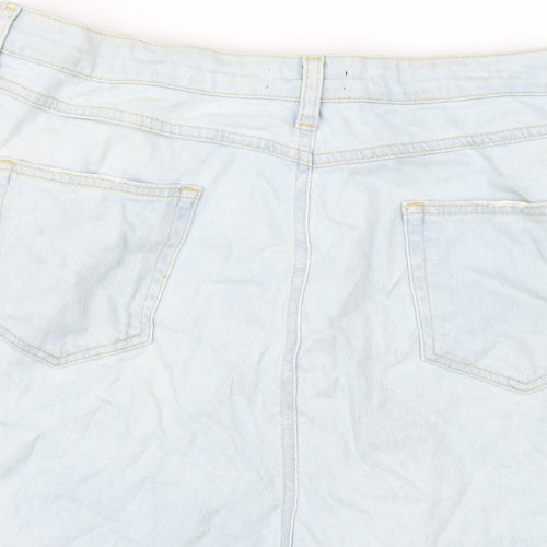 PRETTYLITTLETHING Womens Blue Cotton Cut-Off Shorts Size 18 L6 in Regular Zip