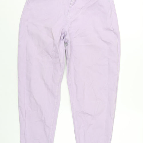 H&M Womens Purple Cotton Mom Jeans Size 10 L29 in Regular Zip