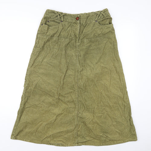 H&M Womens Green Cotton A-Line Skirt Size 12 Zip