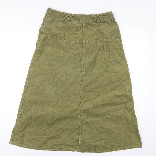 H&M Womens Green Cotton A-Line Skirt Size 12 Zip