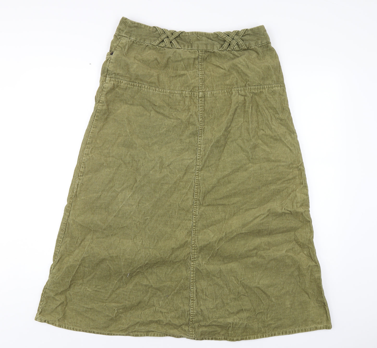 H&M Womens Green Cotton A-Line Skirt Size 12 Zip