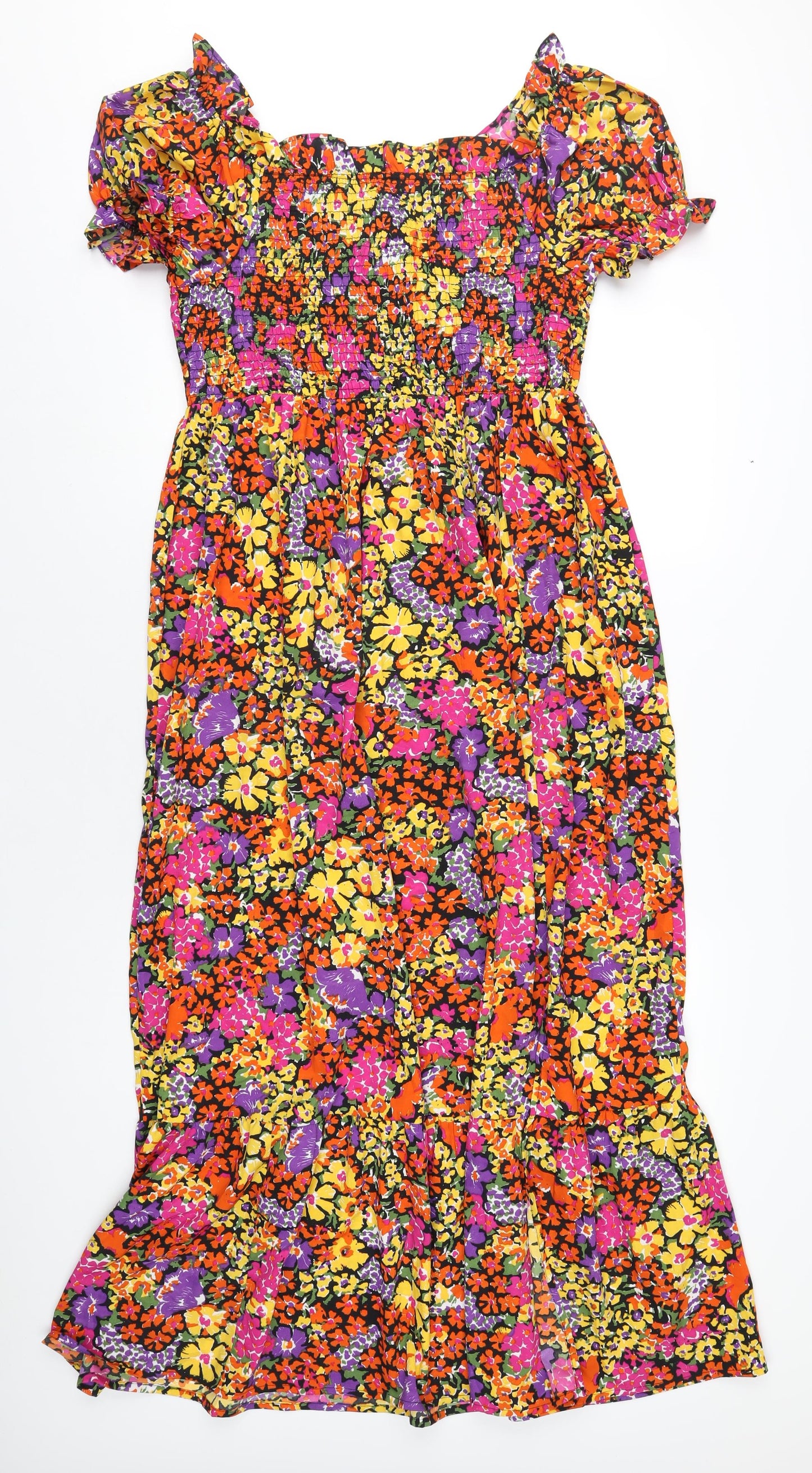Simply Be Womens Multicoloured Floral Polyester A-Line Size 14 Square Neck Pullover
