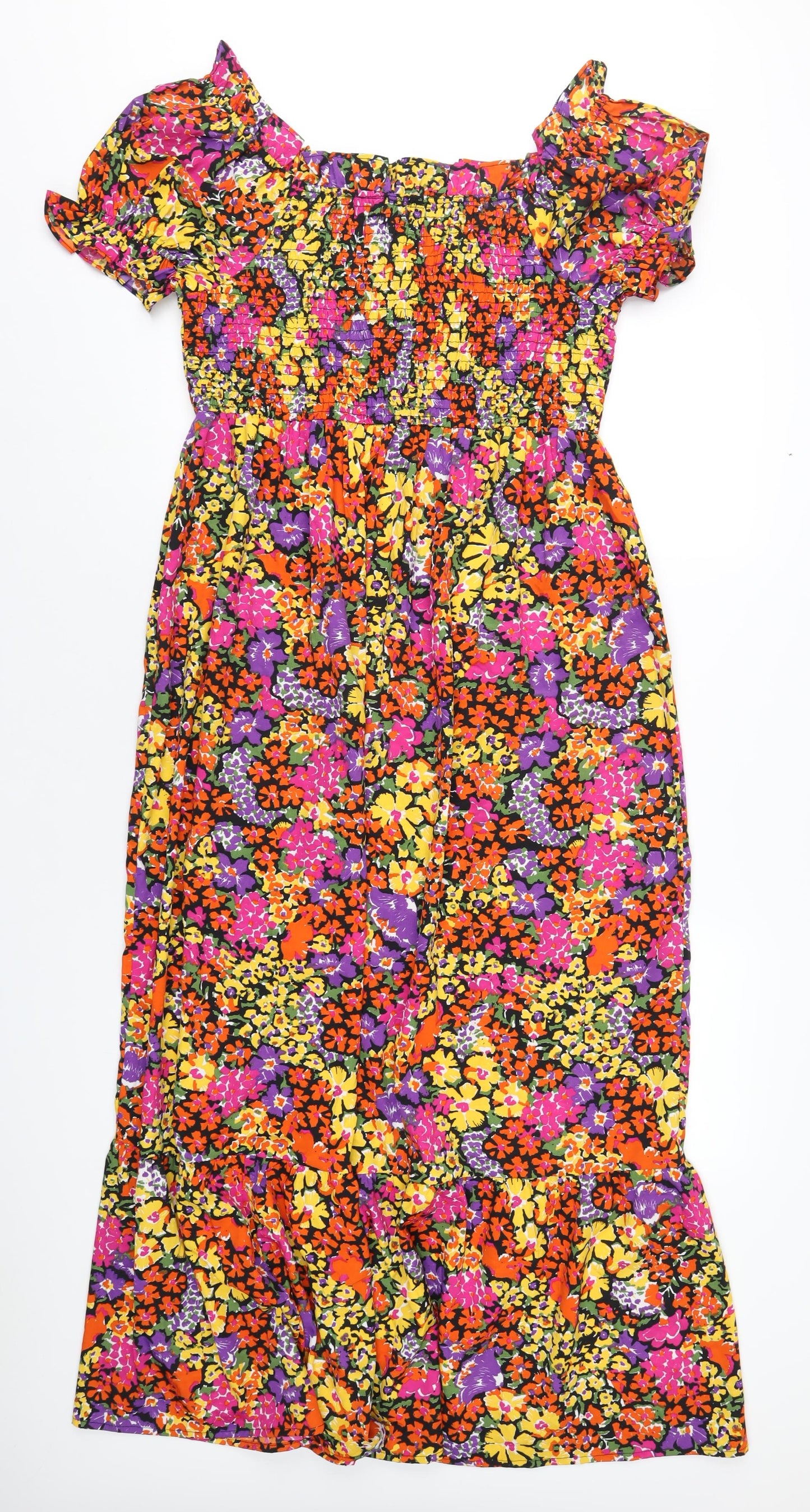Simply Be Womens Multicoloured Floral Polyester A-Line Size 14 Square Neck Pullover