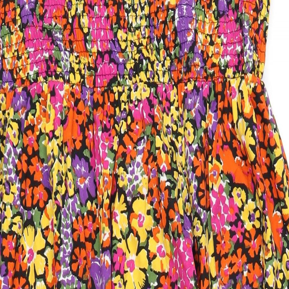 Simply Be Womens Multicoloured Floral Polyester A-Line Size 14 Square Neck Pullover