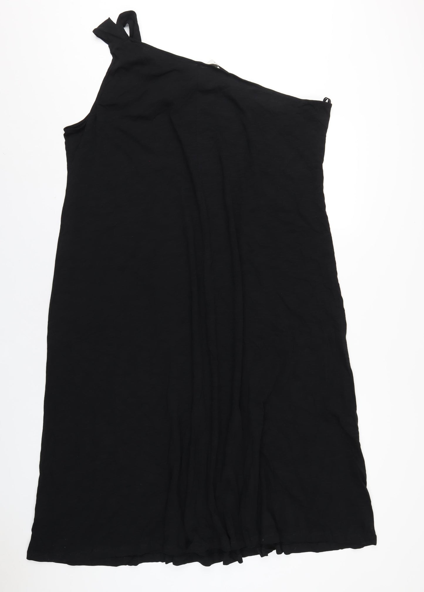 Marks and Spencer Womens Black Cotton A-Line Size 20 One Shoulder Pullover