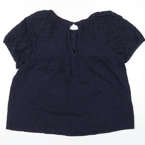 NEXT Womens Blue Cotton Basic T-Shirt Size 16 Round Neck
