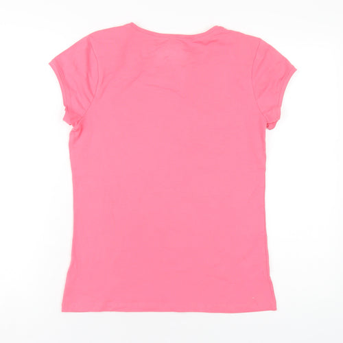 Dunnes Stores Womens Pink Cotton Basic T-Shirt Size 14 Round Neck