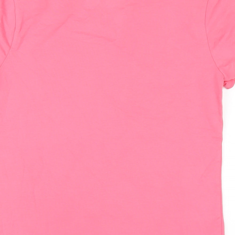 Dunnes Stores Womens Pink Cotton Basic T-Shirt Size 14 Round Neck