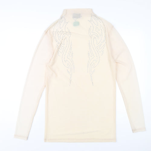 ASOS Womens Beige Polyester Bodycon Size M Mock Neck Pullover