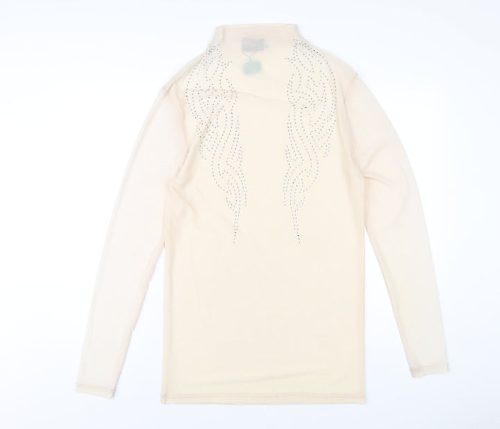 ASOS Womens Beige Polyester Bodycon Size M Mock Neck Pullover