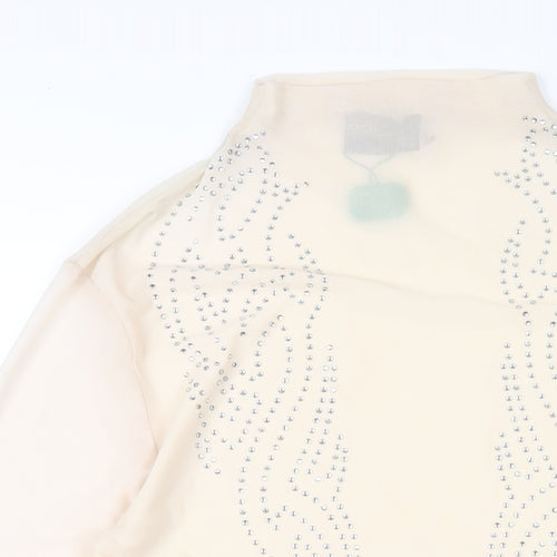 ASOS Womens Beige Polyester Bodycon Size M Mock Neck Pullover
