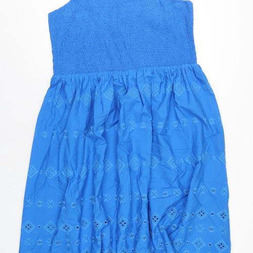 Marks and Spencer Womens Blue Cotton A-Line Size 20 Square Neck Pullover