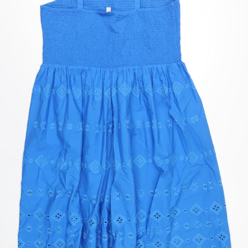 Marks and Spencer Womens Blue Cotton A-Line Size 20 Square Neck Pullover