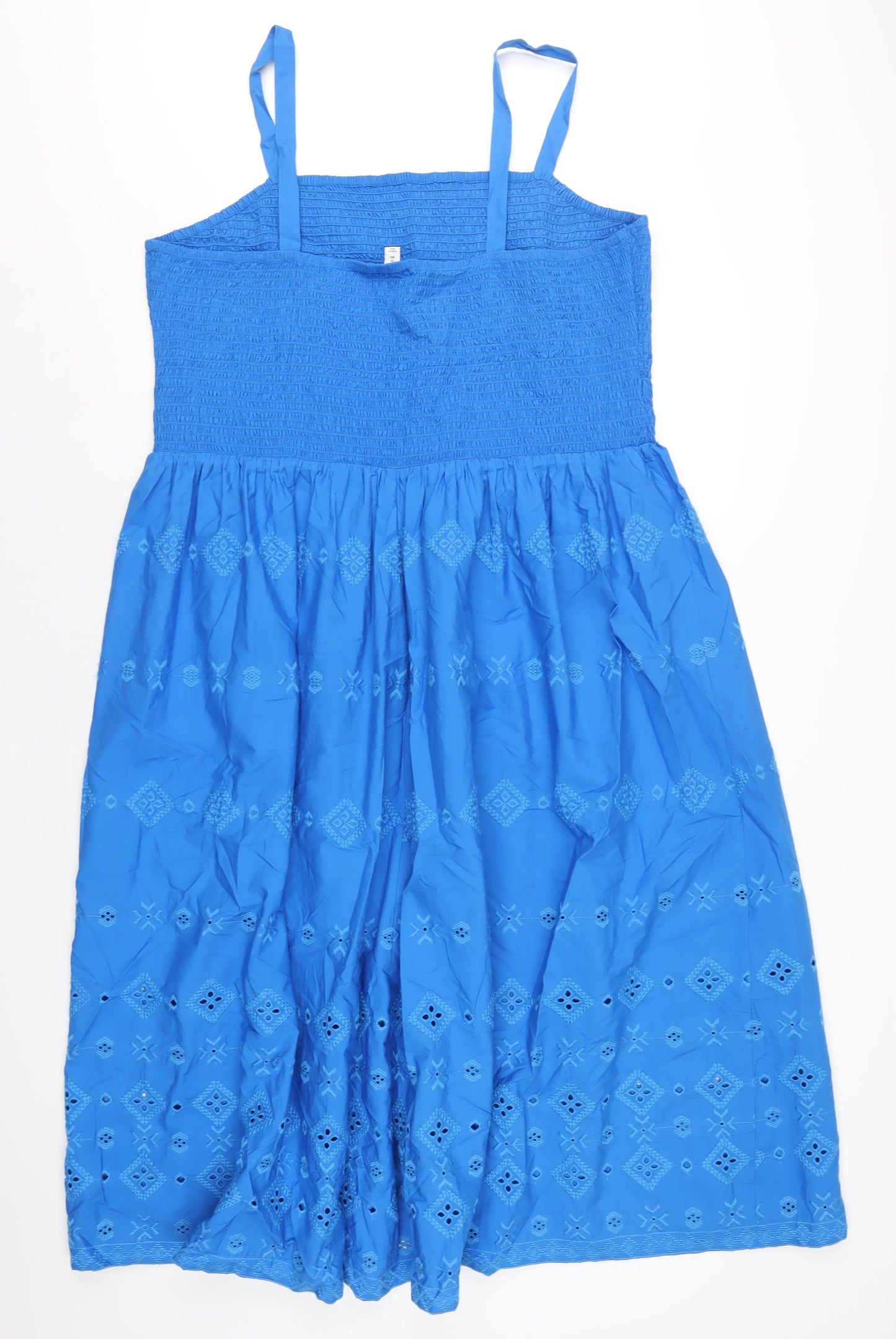 Marks and Spencer Womens Blue Cotton A-Line Size 20 Square Neck Pullover