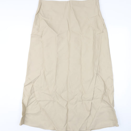 Autograph Womens Beige Linen A-Line Skirt Size 16 Zip