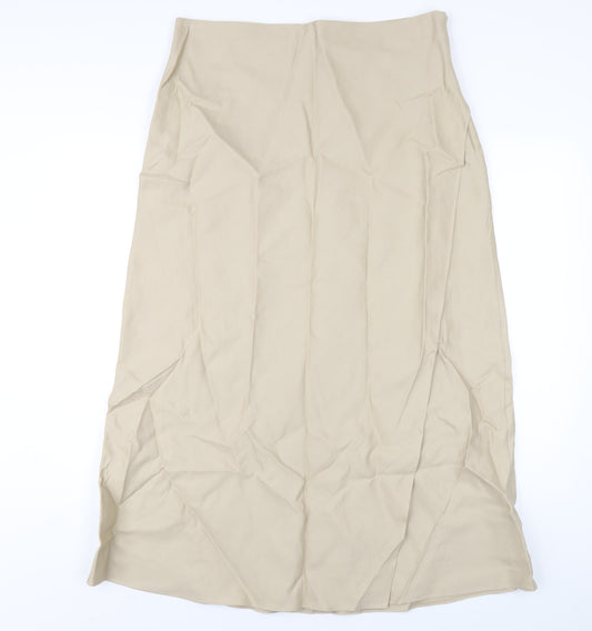 Autograph Womens Beige Linen A-Line Skirt Size 16 Zip