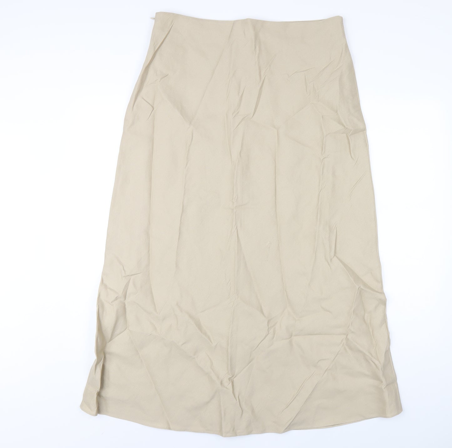 Autograph Womens Beige Linen A-Line Skirt Size 16 Zip