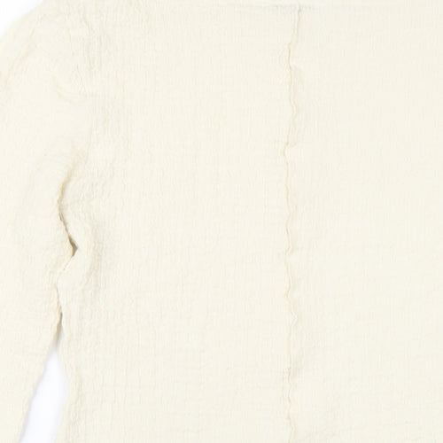 Marks and Spencer Womens Ivory Polyester Basic T-Shirt Size 10 Round Neck