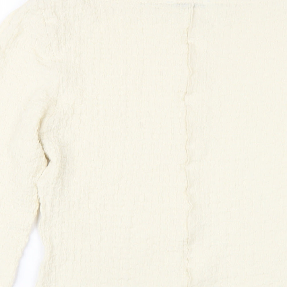 Marks and Spencer Womens Ivory Polyester Basic T-Shirt Size 10 Round Neck