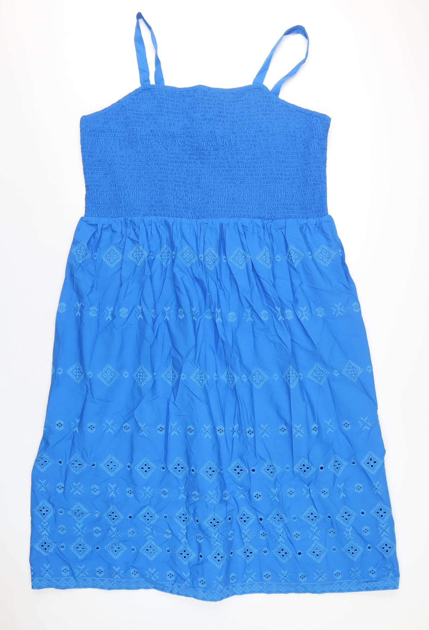 Marks and Spencer Womens Blue Cotton A-Line Size 22 Square Neck Pullover