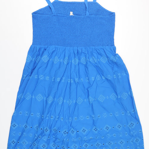 Marks and Spencer Womens Blue Cotton A-Line Size 22 Square Neck Pullover