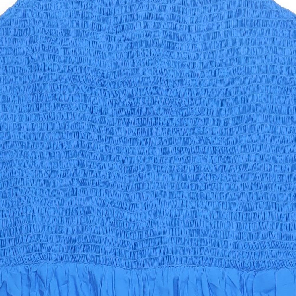 Marks and Spencer Womens Blue Cotton A-Line Size 22 Square Neck Pullover