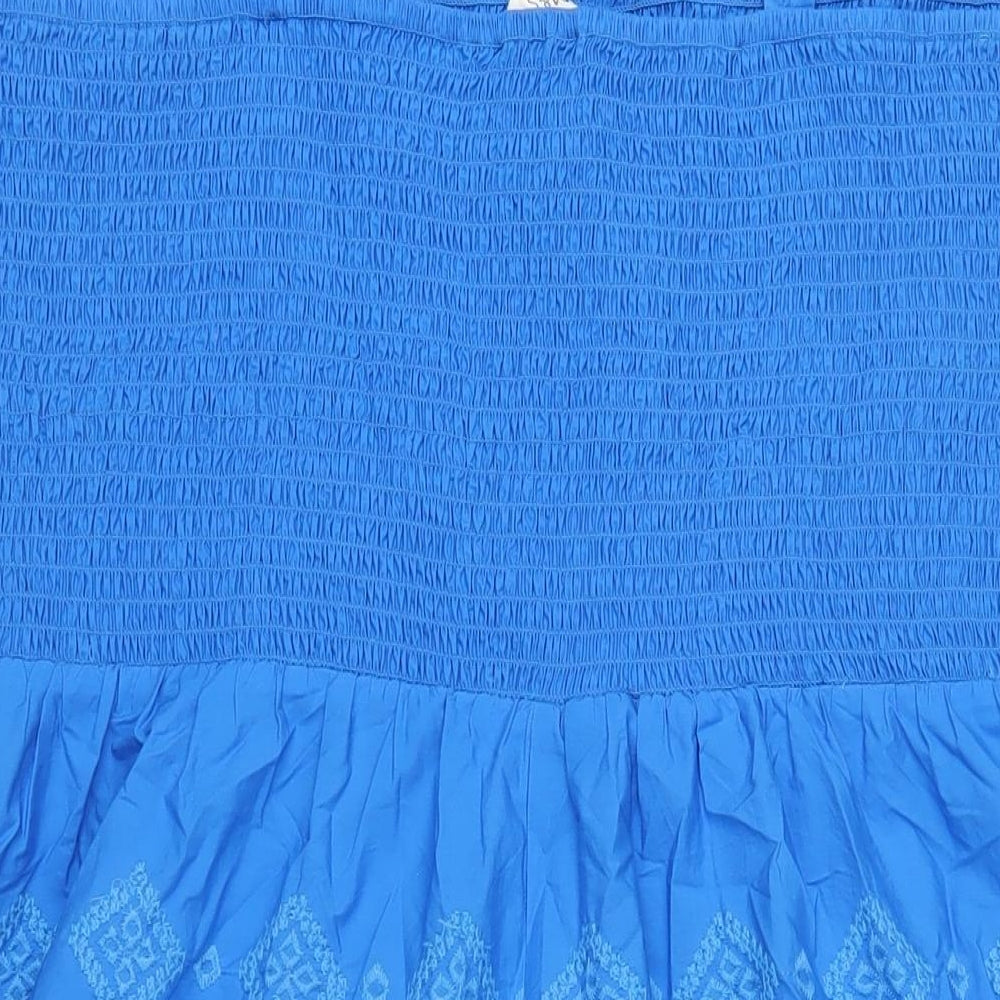 Marks and Spencer Womens Blue Cotton A-Line Size 22 Square Neck Pullover