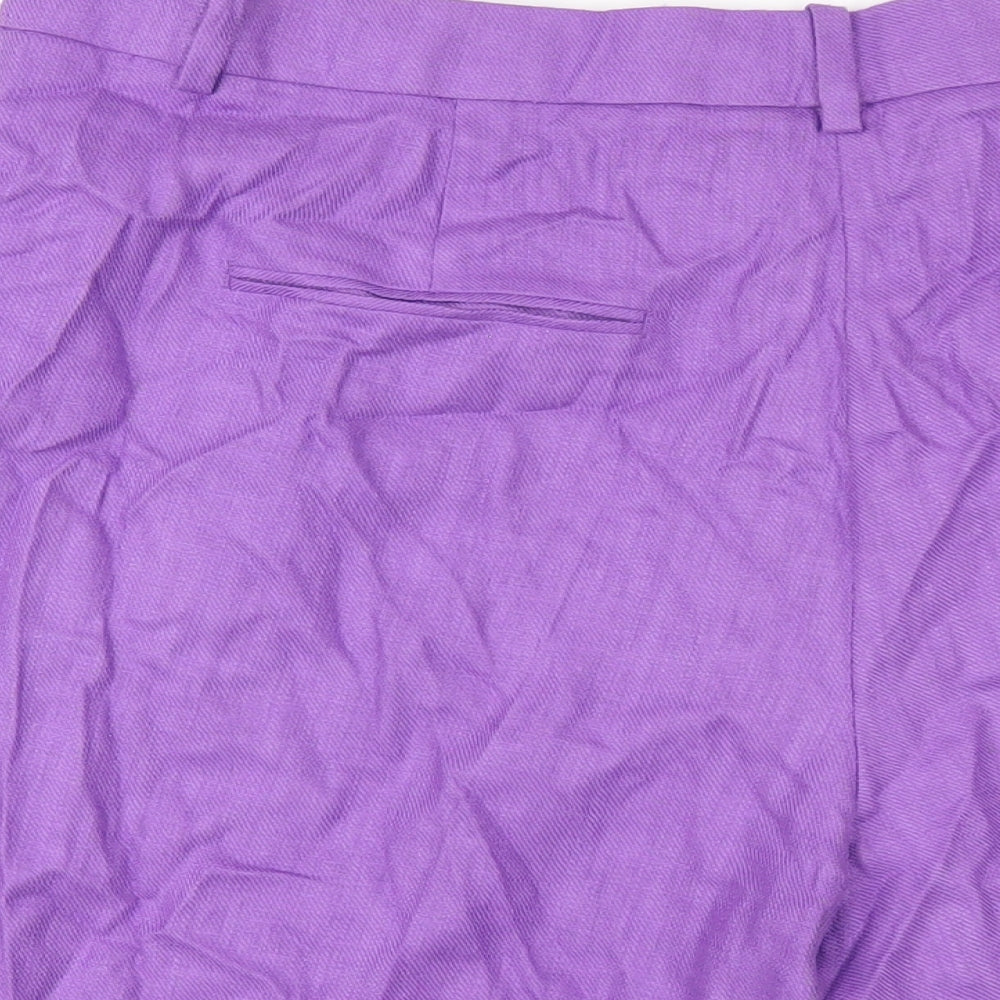 Marks and Spencer Womens Purple Linen Basic Shorts Size 18 L9 in Regular Zip