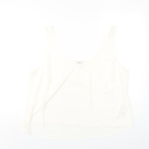 Marks and Spencer Womens Ivory Polyester Basic Tank Size 20 Scoop Neck