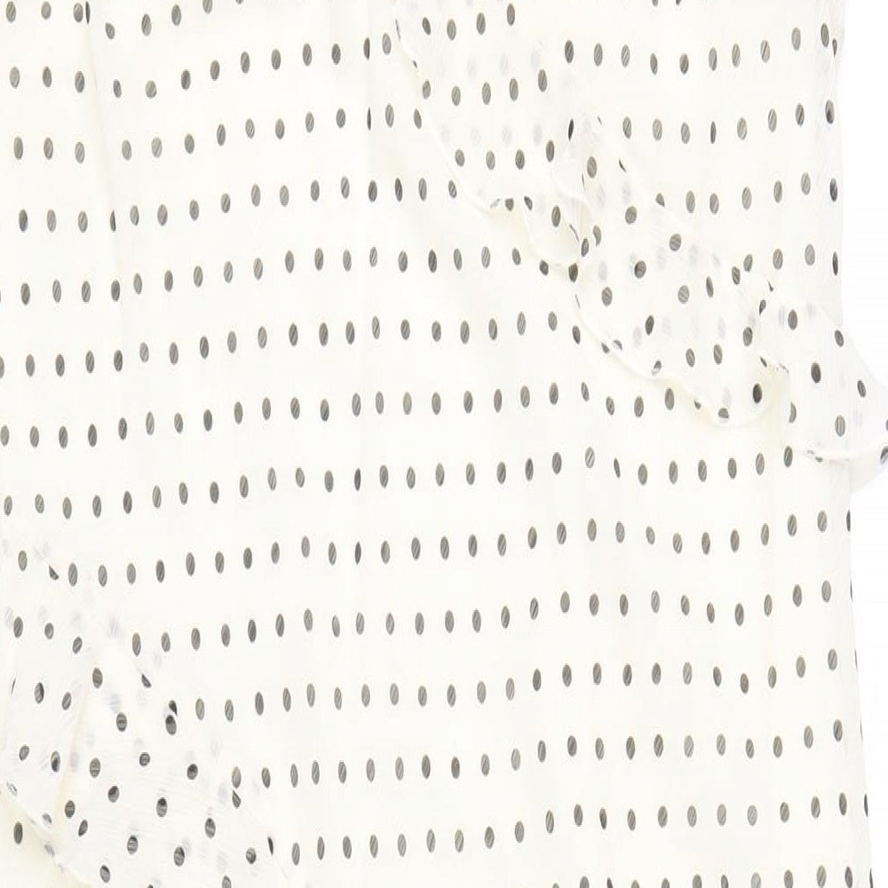 Marks and Spencer Womens Ivory Polka Dot Polyester A-Line Size 16 V-Neck Pullover