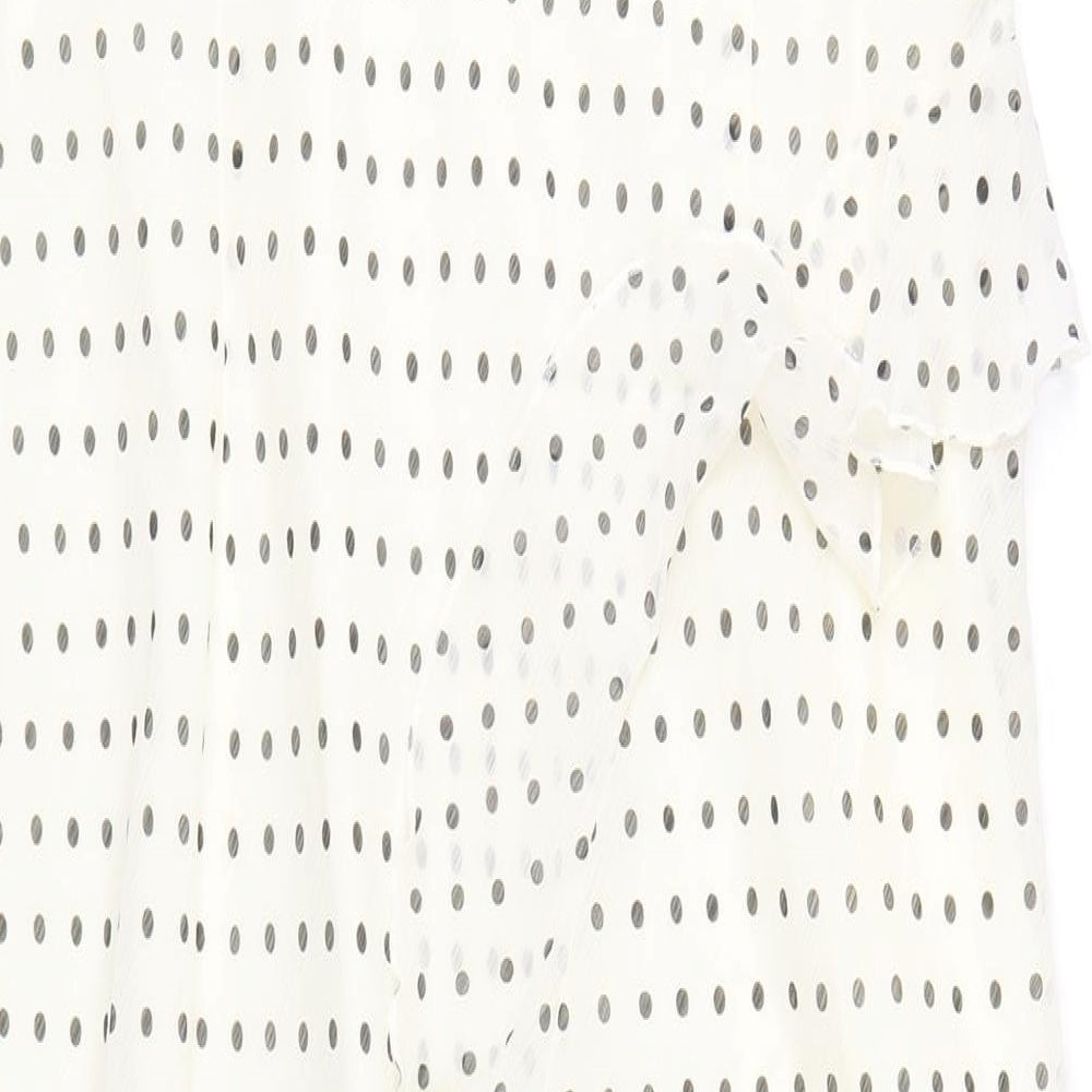 Marks and Spencer Womens Ivory Polka Dot Polyester A-Line Size 16 V-Neck Pullover