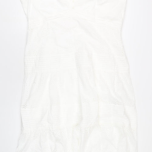 Per Una Womens White Cotton A-Line Size 22 V-Neck Zip