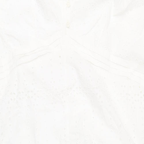 Per Una Womens White Cotton A-Line Size 22 V-Neck Zip