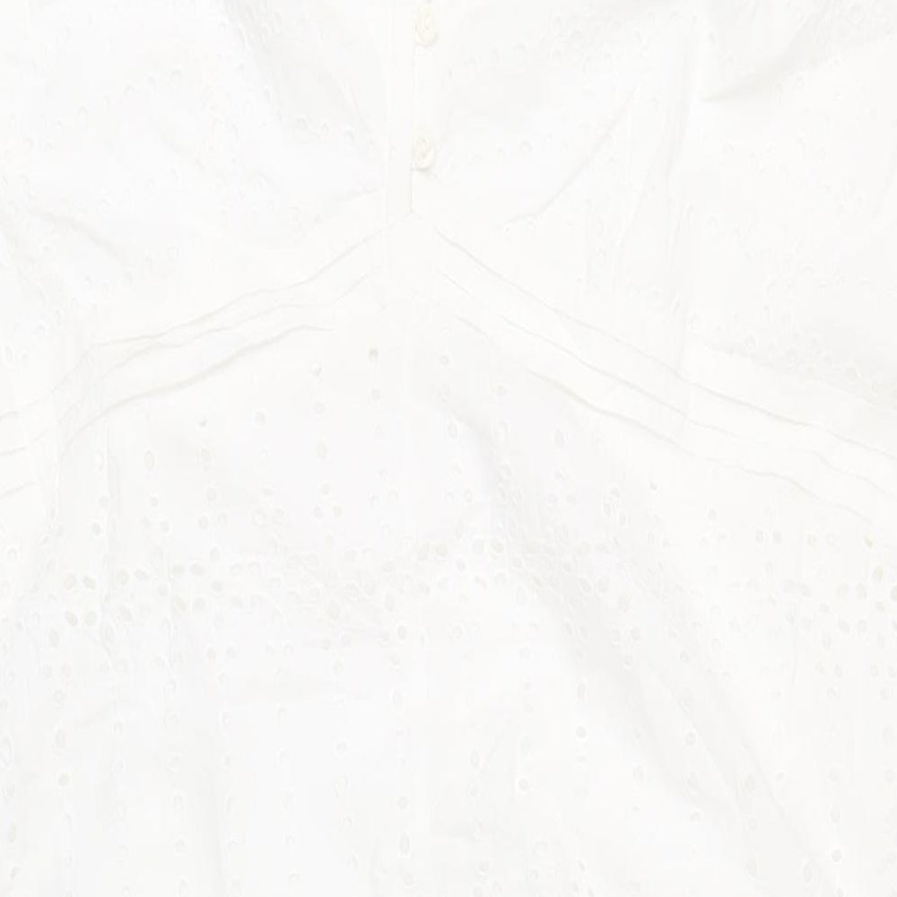 Per Una Womens White Cotton A-Line Size 22 V-Neck Zip